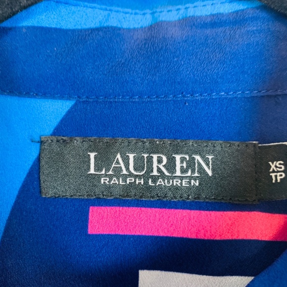 Lauren Ralph Lauren Black Label Women Shirt Size XS ButtonTop Geometric Nautical - Picture 3 of 14